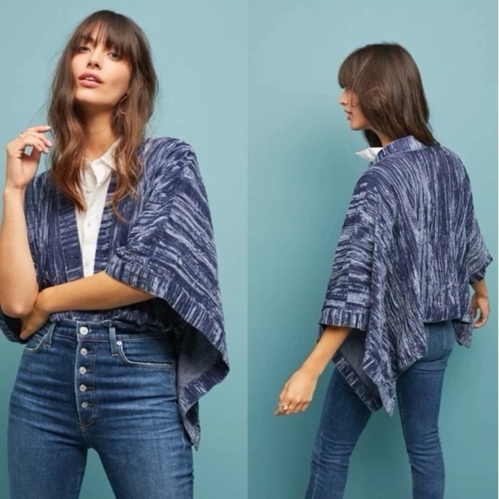 Anthropologie Saachi Emalene Velevet Kimono Boho One Size Open Front
